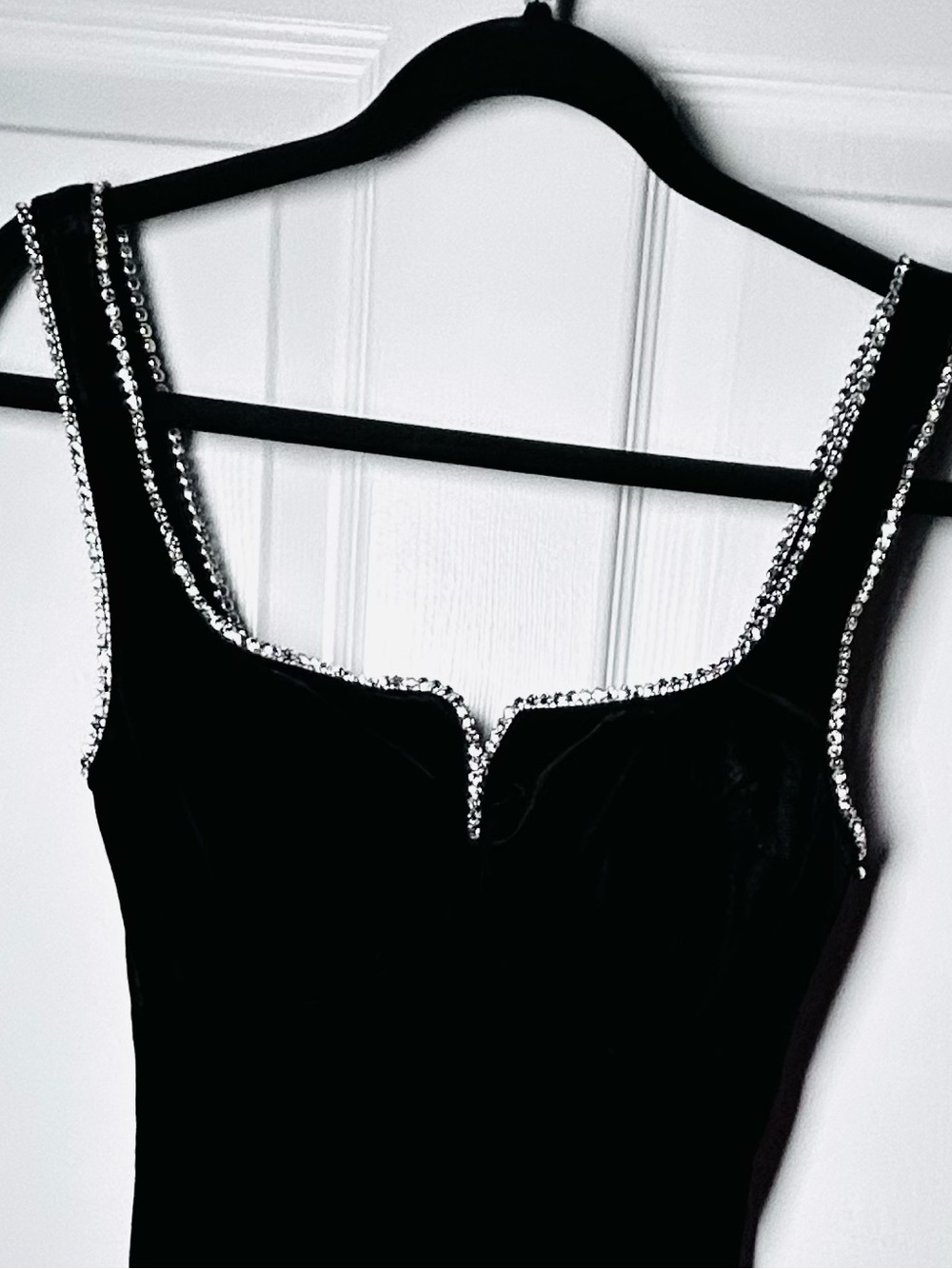 Lulus Posh Sparkle Black Velvet Rhinestone Notched Midi Dress Size XS New NWT - Picture 11 of 14